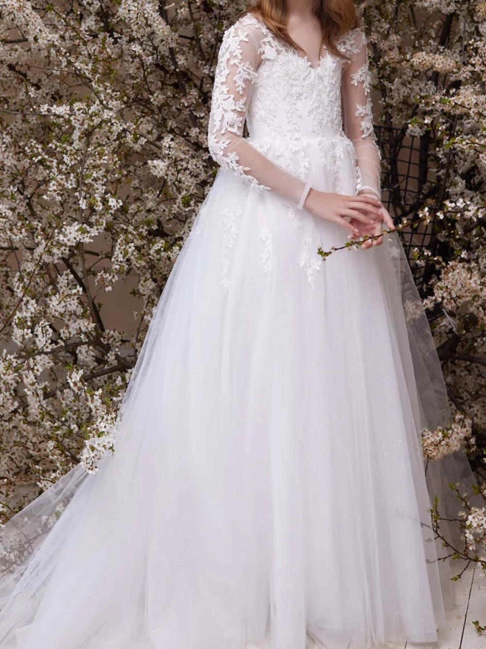 Girls White Lace & Tulle Occasion Dress